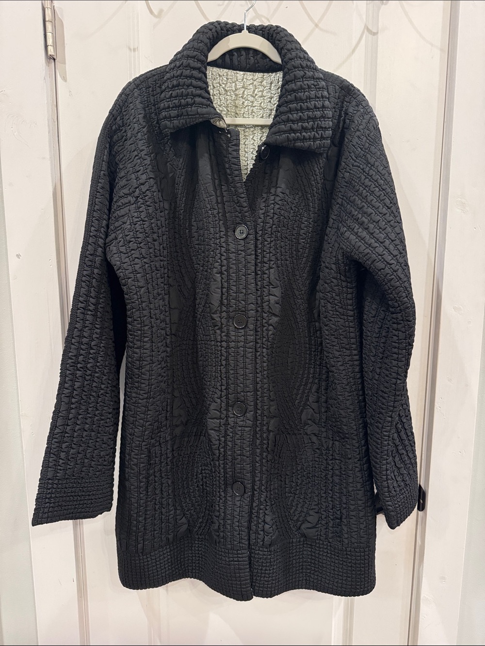 Beverly Hills Leather Club Reversible Button-Front Women's Vintage Crinkle Coat